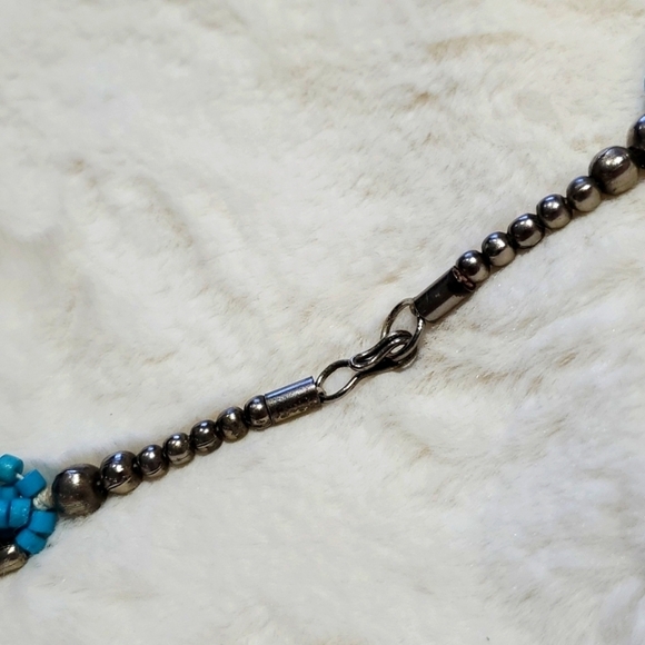 VINTAGE CHUNKY NATIVE AMERICAN INDIAN TRIBAL MULTISTRAND NECKLACE WITH RINGS - Picture 6 of 7